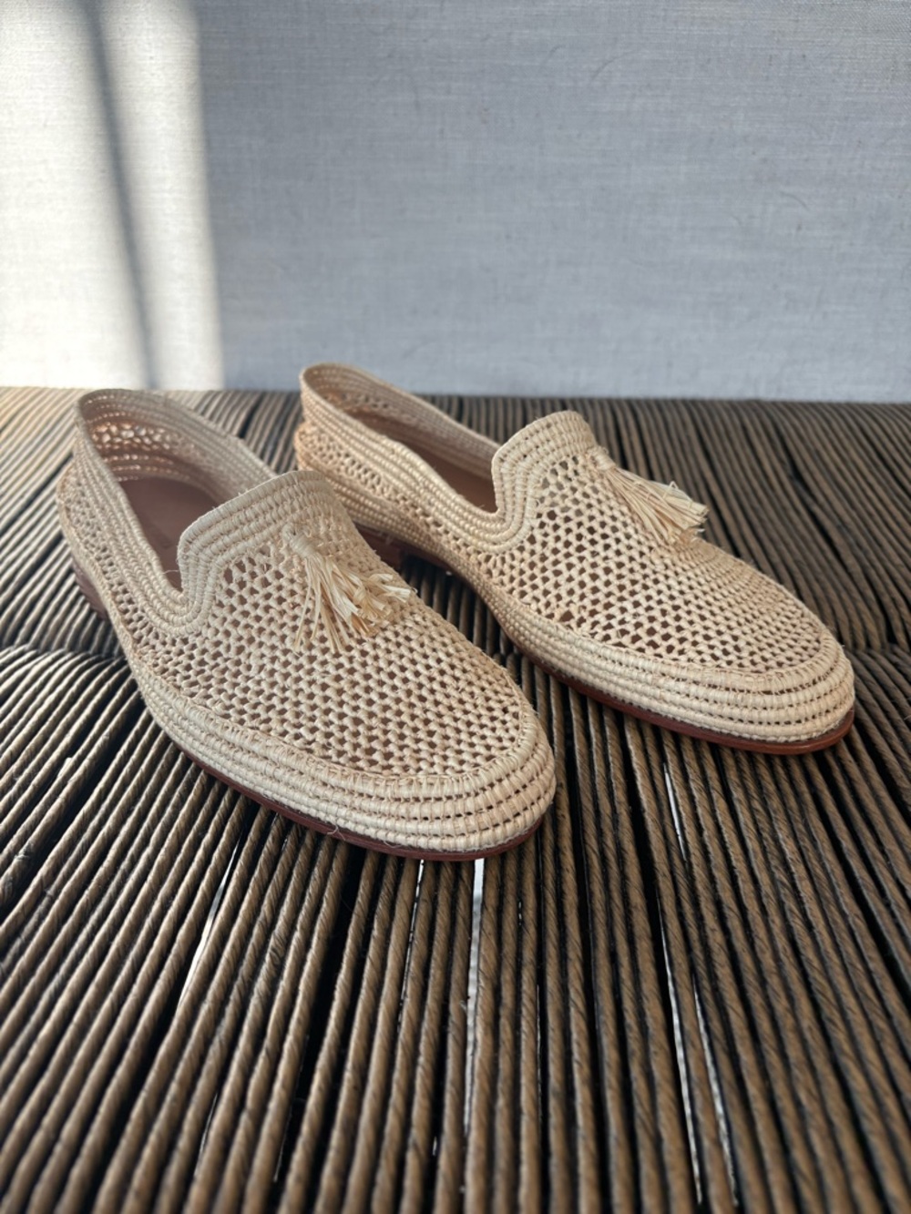 Carrie Forbes Woven Tassel Slip-On Loafers in Beige for Women